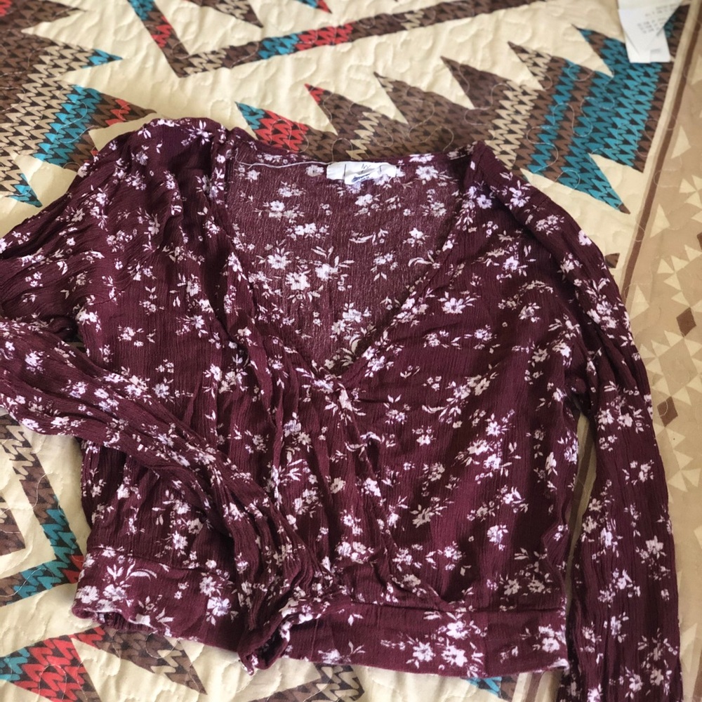 Burgundy floral top